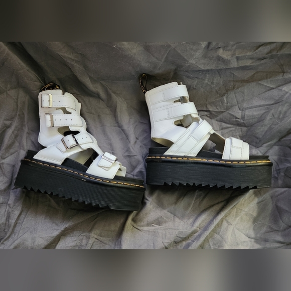 White Dr. Marten Leather Platform Giavanna Gladiator Sandals - Picture 5 of 6